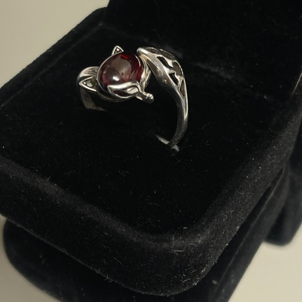 Unique Ruby Red Stone Fox Wrap Tail Ring Adjustab… - image 5